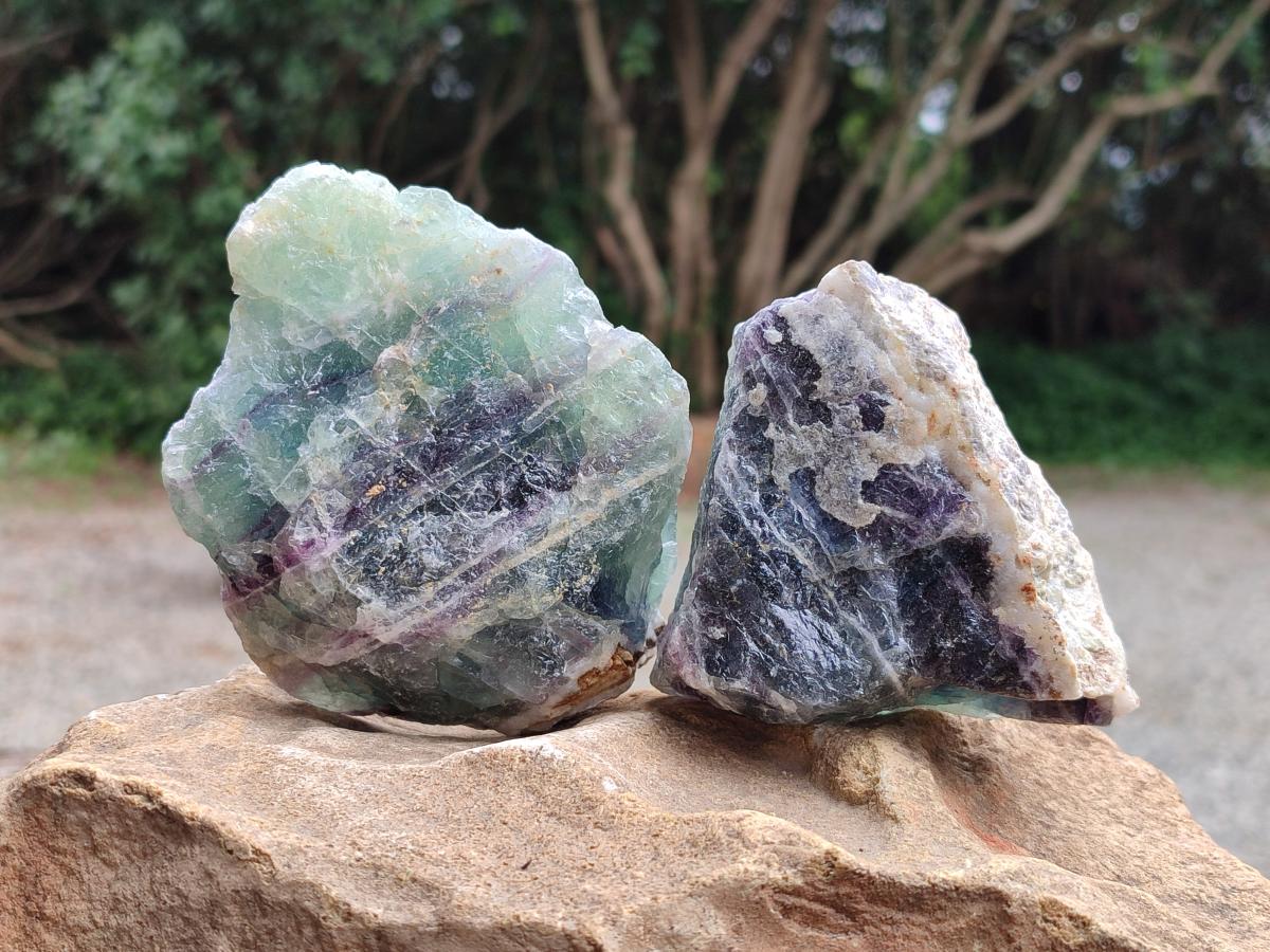 Natural Watermelon Fluorite Cobbed Specimens x 8 From Uis, Namibia