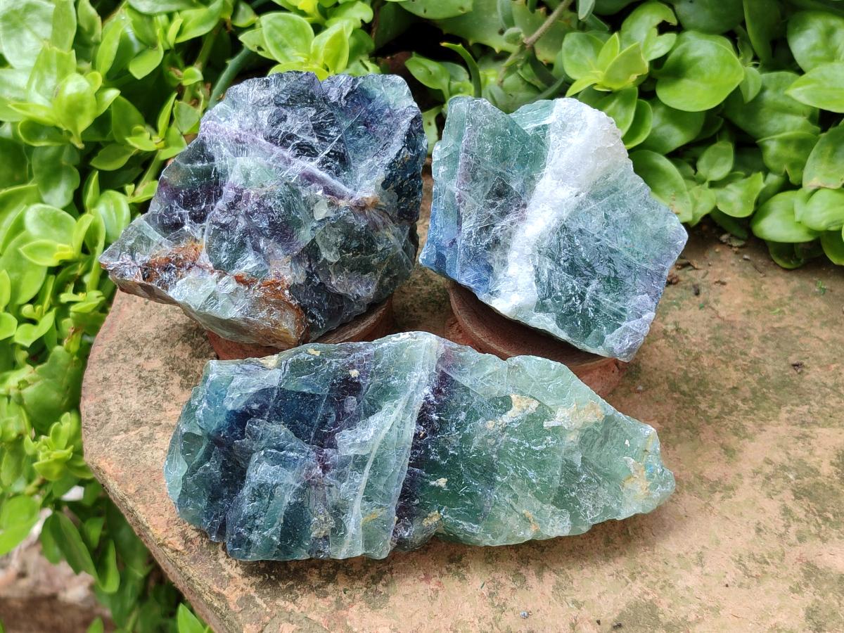 Natural Watermelon Fluorite Cobbed Specimens x 8 From Uis, Namibia