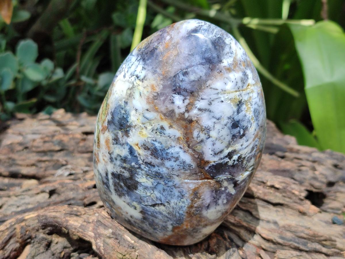 Polished Dendritic Opal Standing Free Forms x 3 From Moralambo, Madagascar