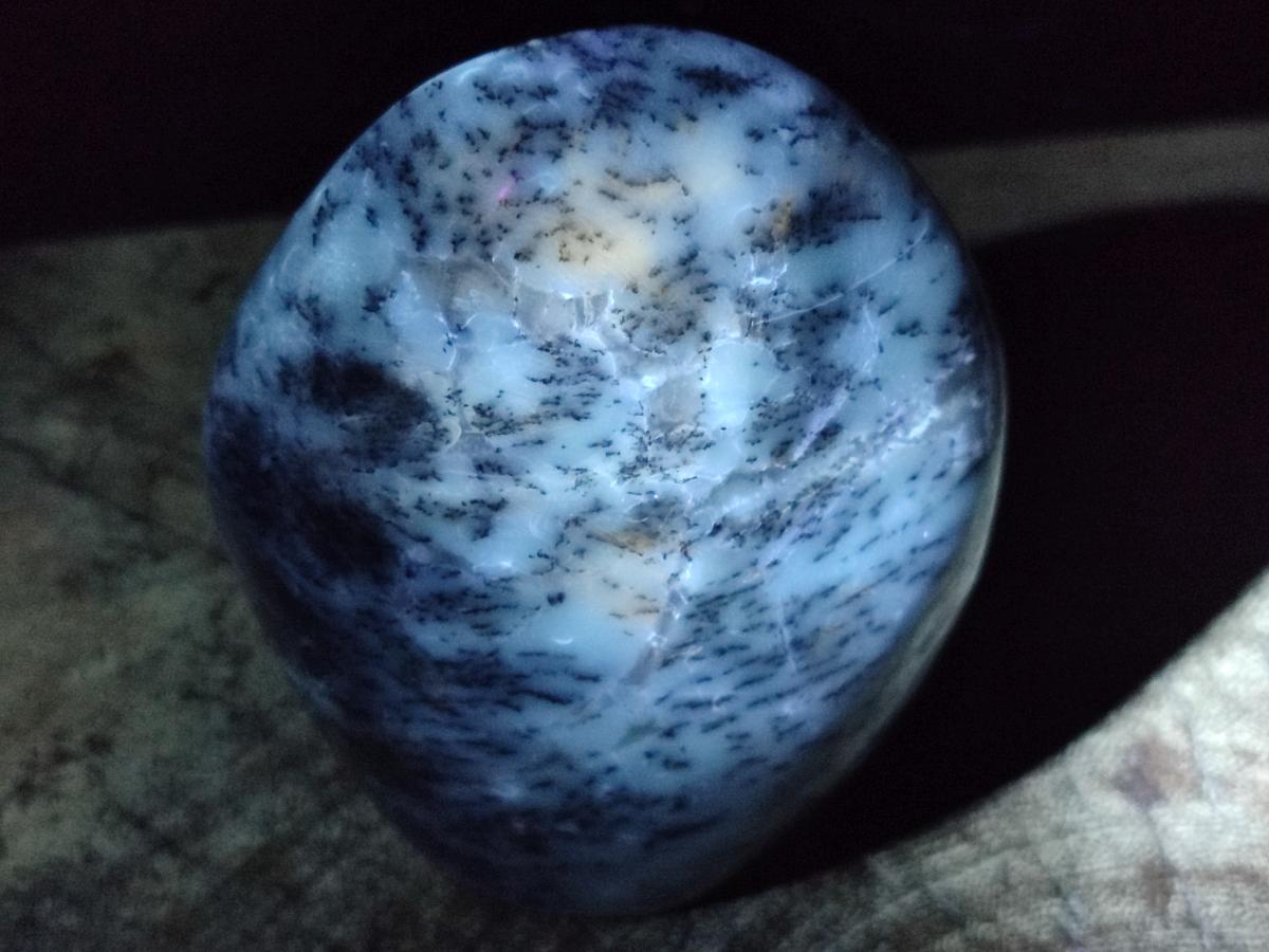 Polished Dendritic Opal Standing Free Forms x 3 From Moralambo, Madagascar