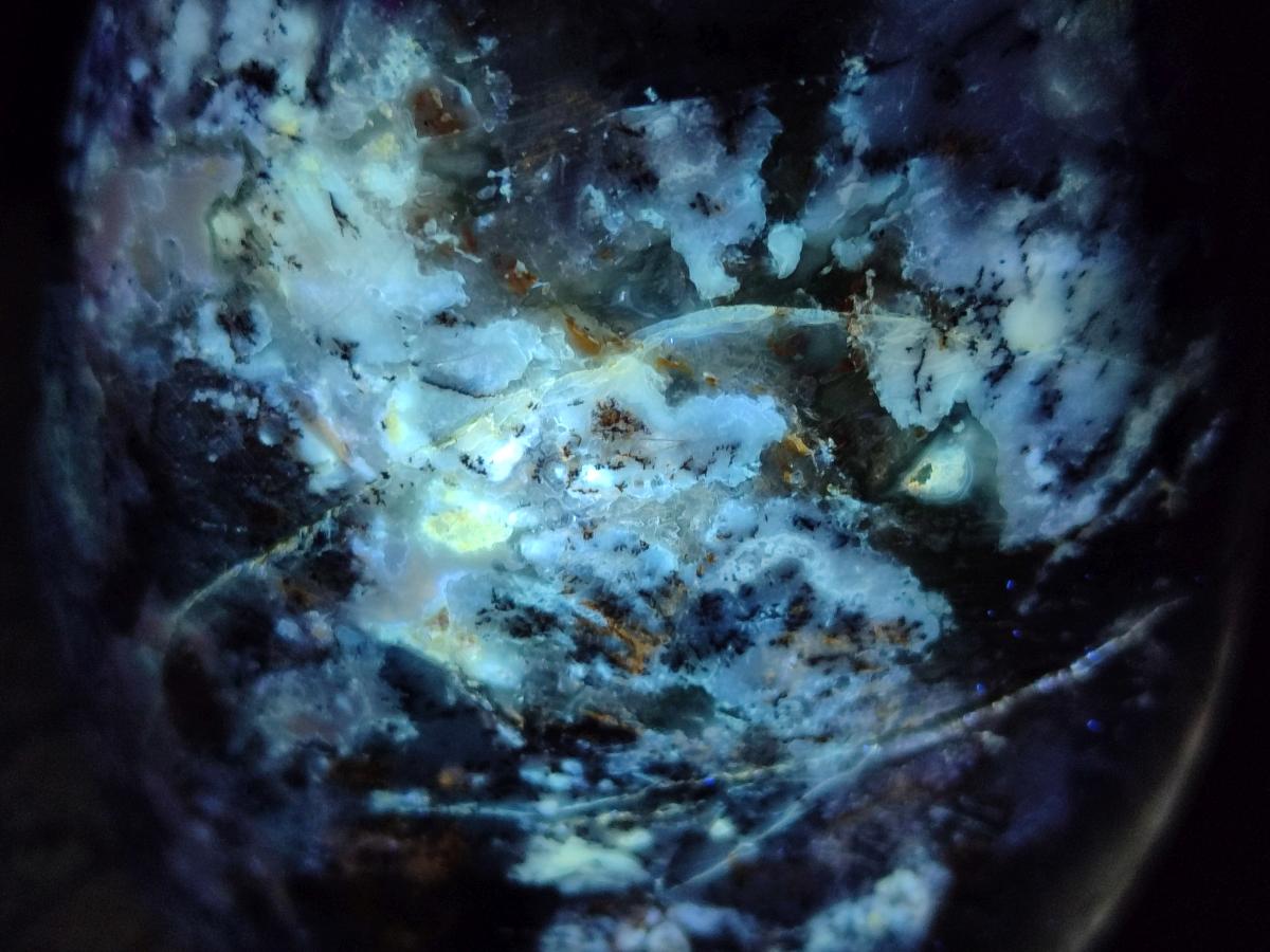 Polished Dendritic Opal Standing Free Forms x 3 From Moralambo, Madagascar