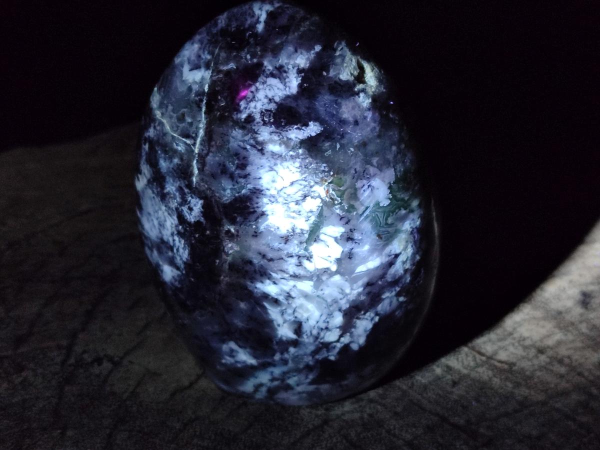 Polished Dendritic Opal Standing Free Forms x 3 From Moralambo, Madagascar