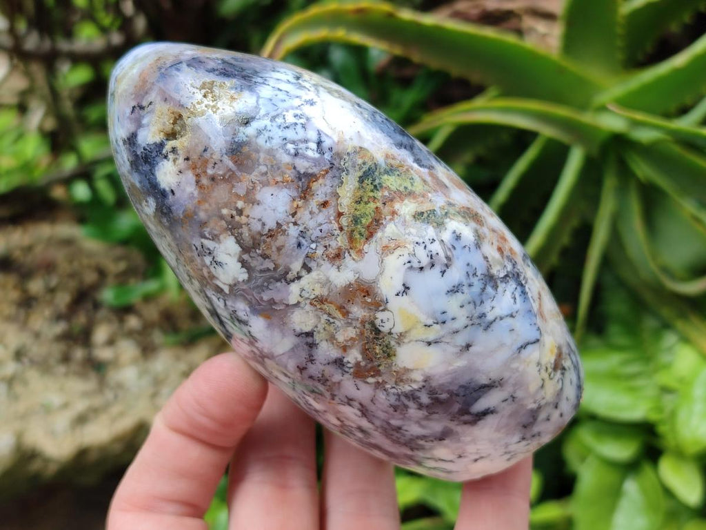 Polished Dendritic Opal Standing Free Forms x 3 From Moralambo, Madagascar