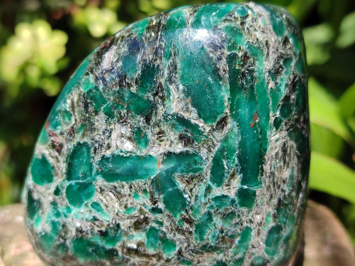 Polished Emerald Mica 'Mutokolite' Standing Free Forms x 3 From Mutoko, Zimbabwe