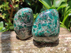 Polished Emerald Mica 'Mutokolite' Standing Free Forms x 3 From Mutoko, Zimbabwe