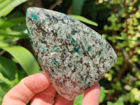 Polished Emerald Mica 'Mutokolite' Standing Free Forms x 3 From Mutoko, Zimbabwe