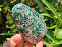 Polished Emerald Mica 'Mutokolite' Standing Free Forms x 3 From Mutoko, Zimbabwe