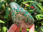Polished Emerald Mica 'Mutokolite' Standing Free Forms x 3 From Mutoko, Zimbabwe