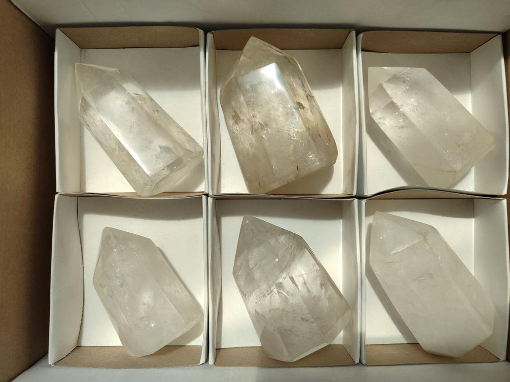 Polished Clear Quartz Crystals x 6 From Madagascar