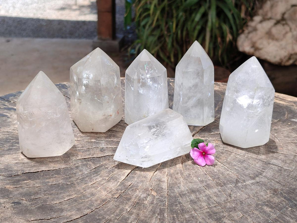 Polished Clear Quartz Crystals x 6 From Madagascar