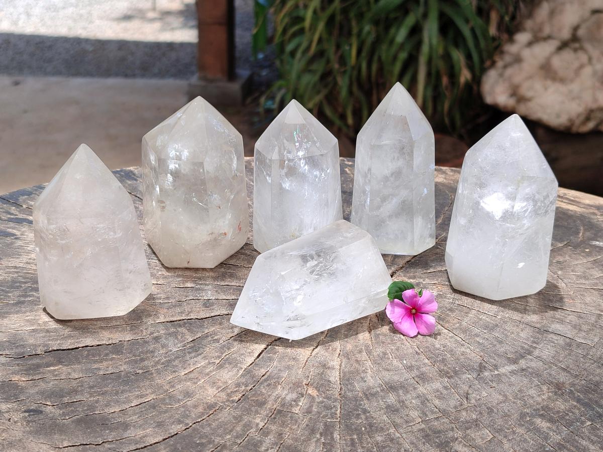 Polished Clear Quartz Crystals x 6 From Madagascar