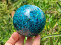 Hand Made Conglomerate Chrysocolla Spheres With Azurite And Malachite x 2 From Congo