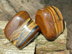 Polished Jumbo Golden Tigers Eye With Banded Iron Stone Free Forms x 6 From Prieska, South Africa