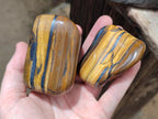 Polished Jumbo Golden Tigers Eye With Banded Iron Stone Free Forms x 6 From Prieska, South Africa