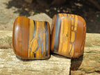 Polished Jumbo Golden Tigers Eye With Banded Iron Stone Free Forms x 6 From Prieska, South Africa