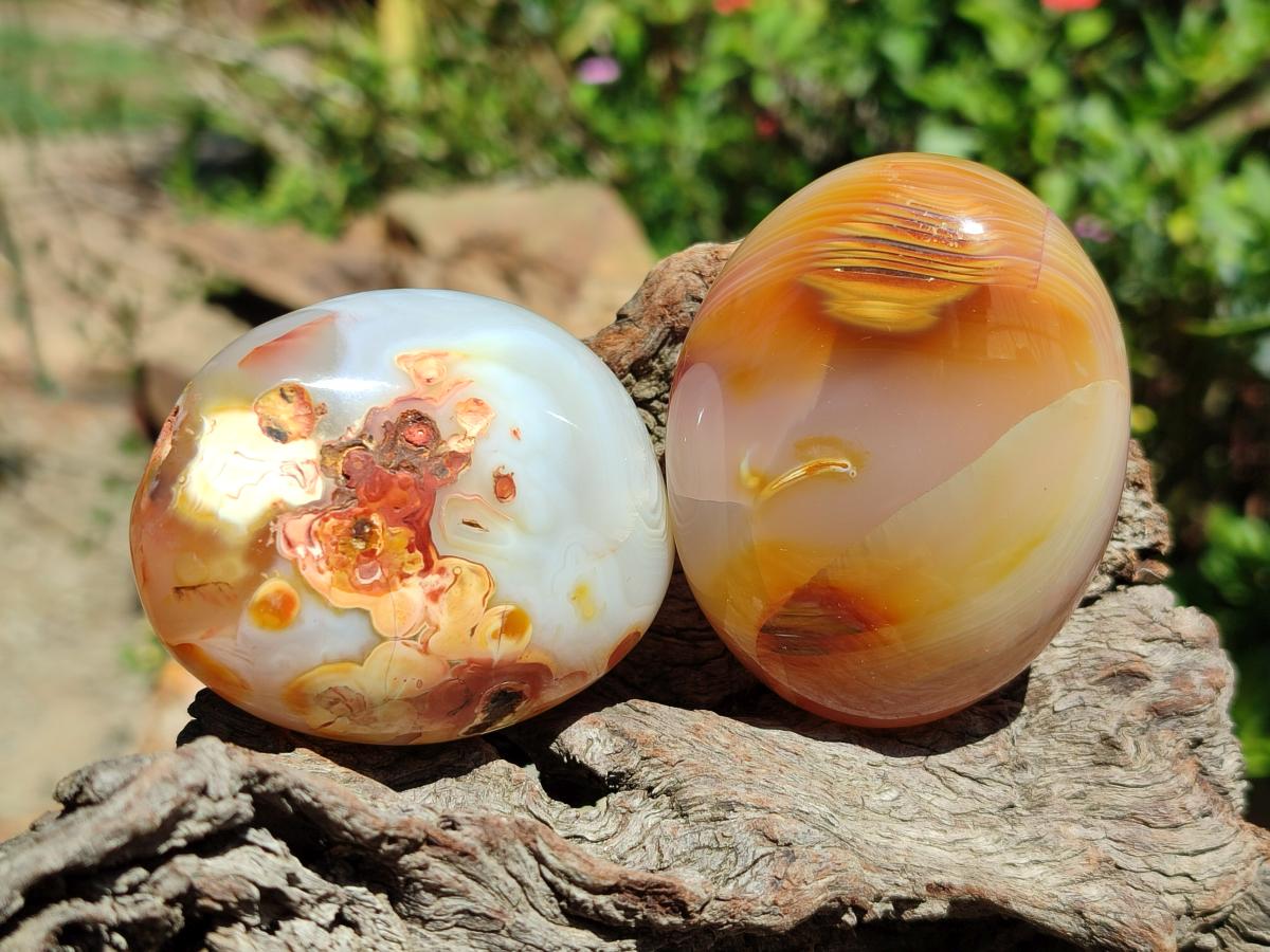 Polished Banded Agate Galets x 24 From Madagascar
