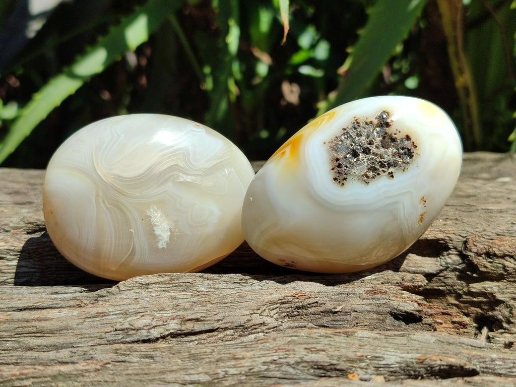 Polished Banded Agate Galets x 24 From Madagascar