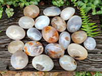 Polished Banded Agate Galets x 24 From Madagascar