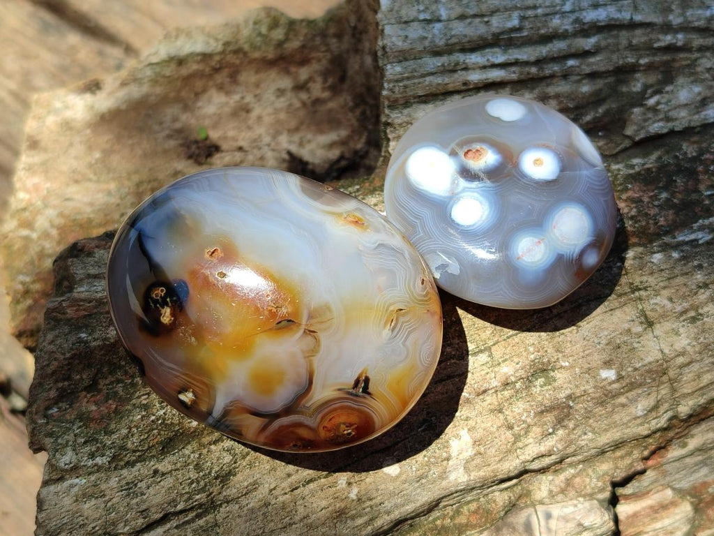 Polished Banded Agate Galets x 24 From Madagascar