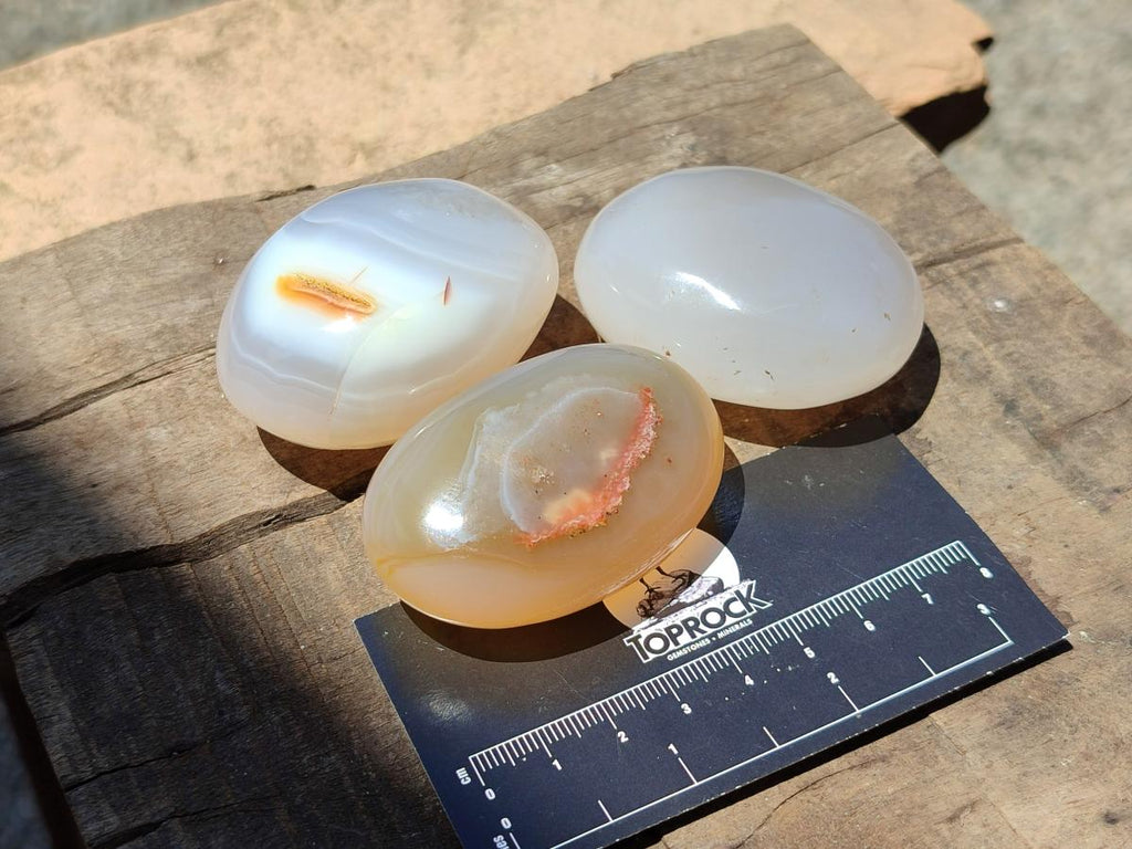 Polished Banded Agate Galets x 24 From Madagascar