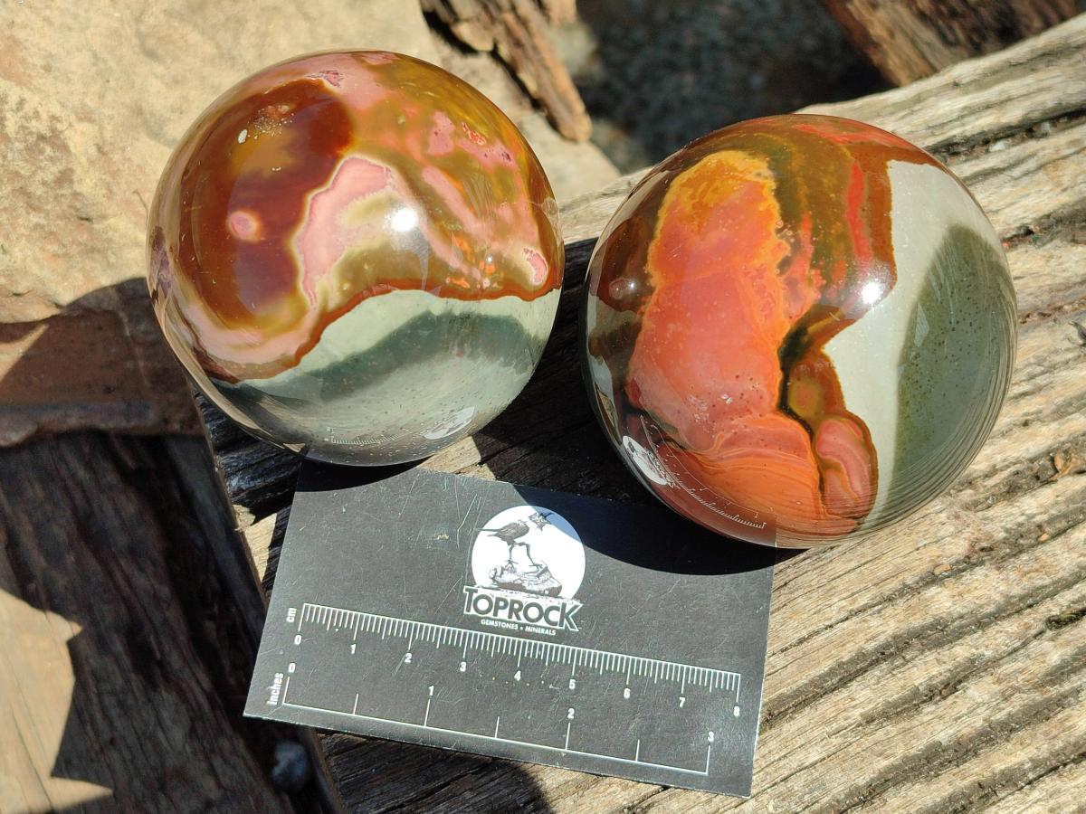 Polished Polychrome Jasper Spheres x 4 From NW Coast, Madagascar