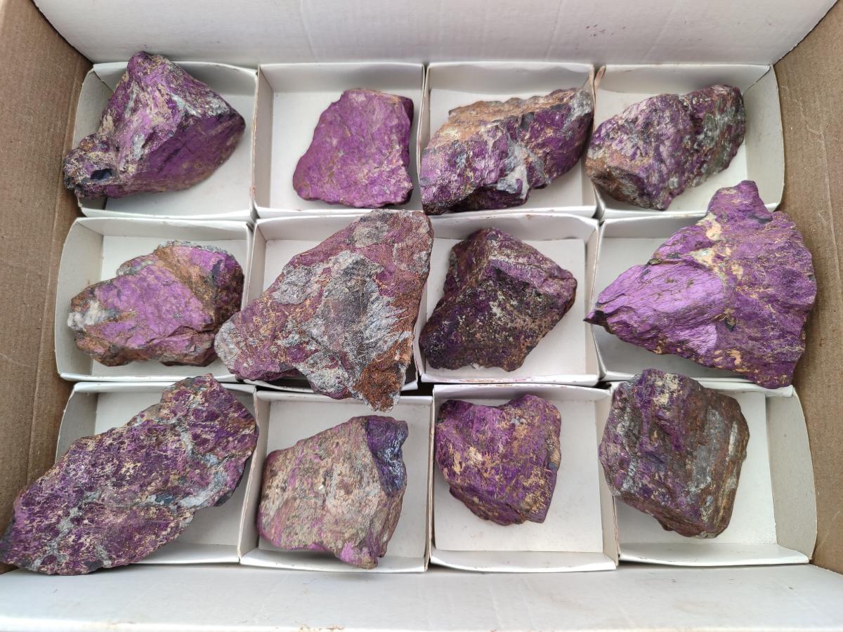 Natural Metallic Purpurite Specimens x 12 From Erongo, Namibia