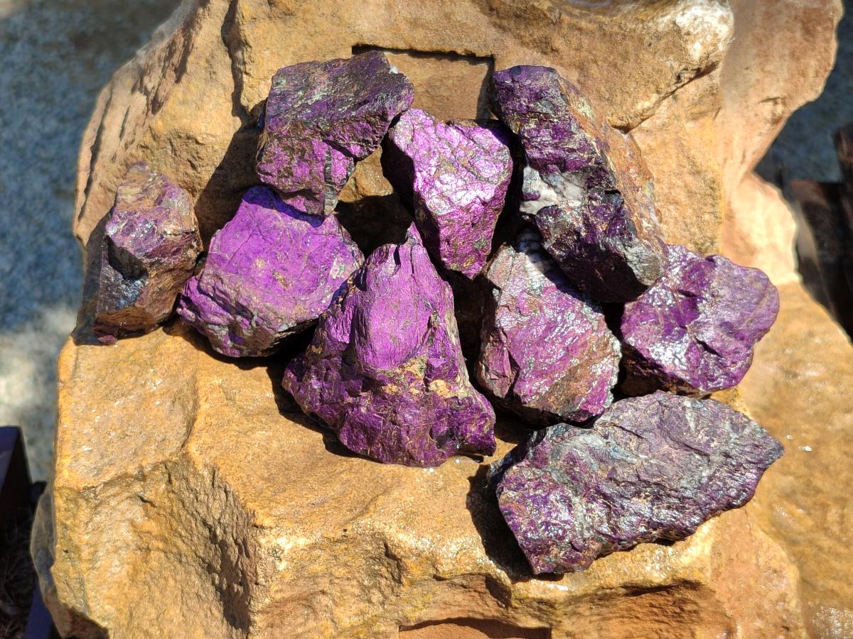 Natural Metallic Purpurite Specimens x 12 From Erongo, Namibia