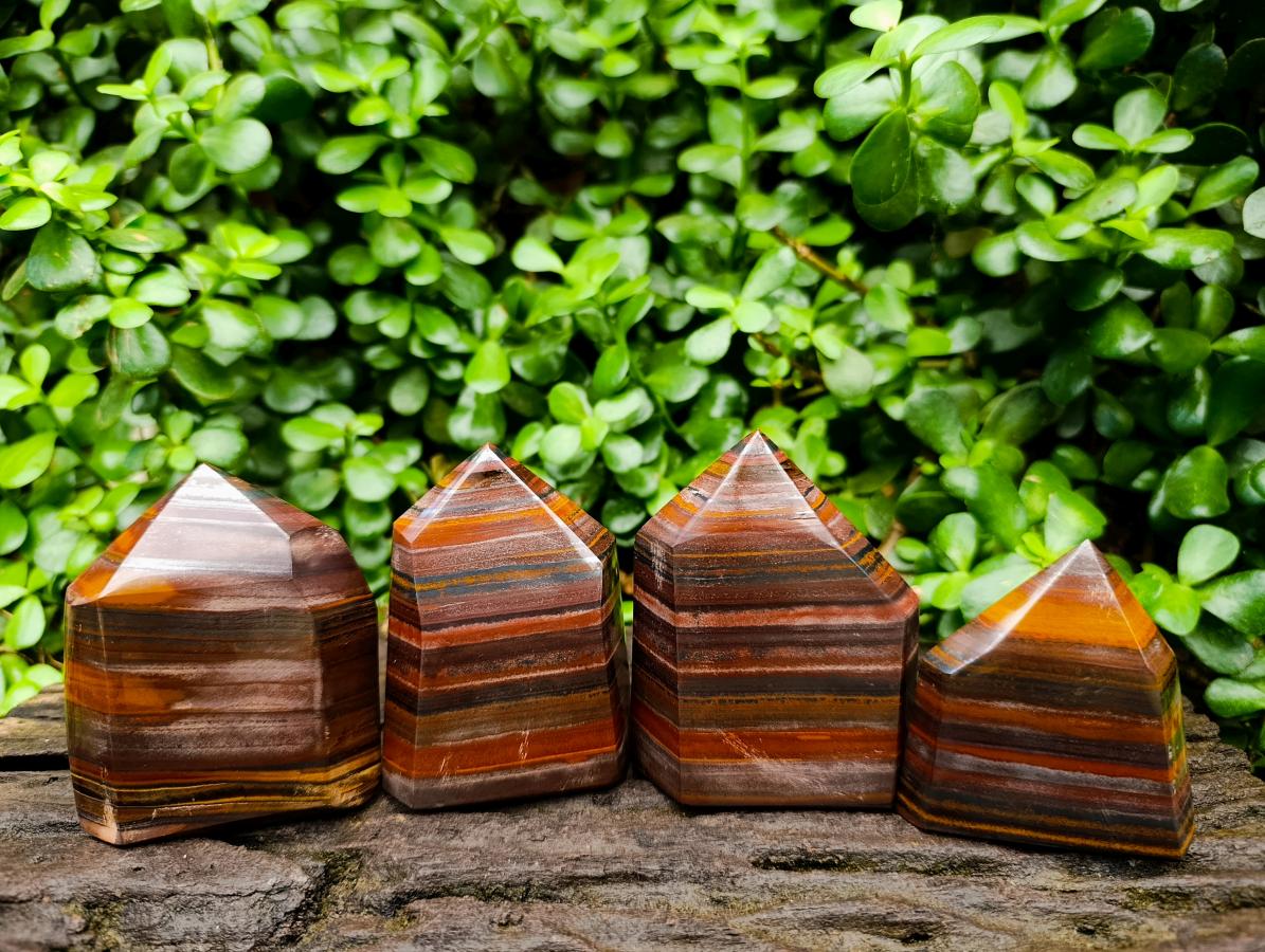 Polished Banded Tiger Iron Display Crystals x 4 From South Africa
