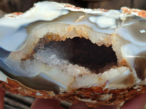Polished Agate with Crystalline Geodes x 2 From Maintirano, Madagascar