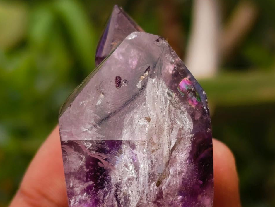 Polished Smokey Amethyst Window Crystals x 20 From Akansobe, Madagascar