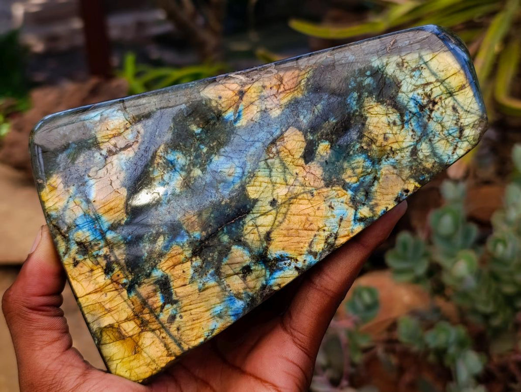 Polished Labradorite Standing Free Forms x 2 From Tulear, Madagascar