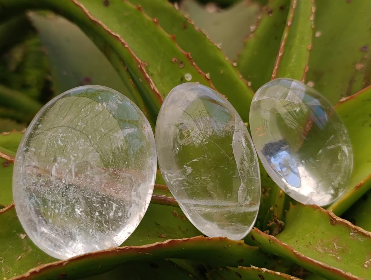 Polished Clear Rock Crystal Galets x 16 From Amoron’i Mania, Madagascar
