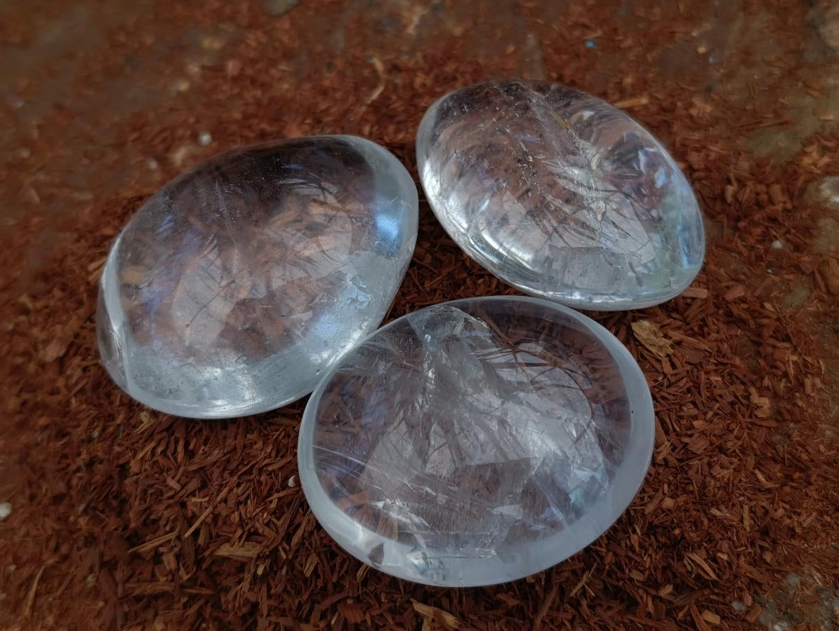 Polished Clear Rock Crystal Galets x 16 From Amoron’i Mania, Madagascar