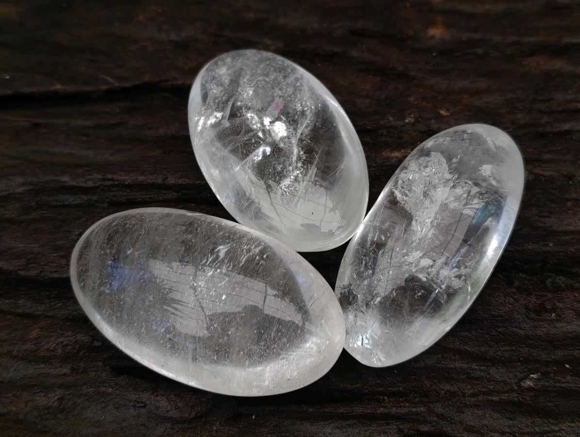 Polished Clear Rock Crystal Galets x 16 From Amoron’i Mania, Madagascar