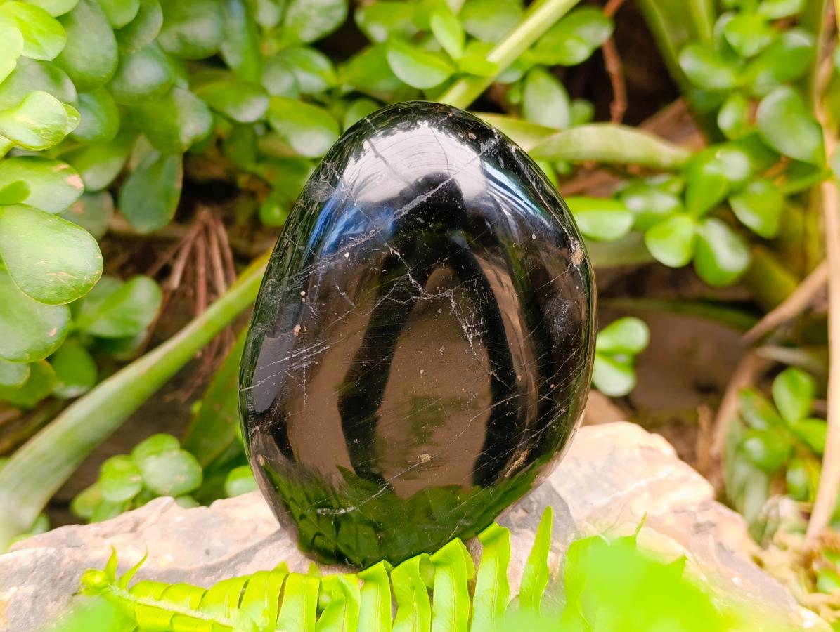Polished Black Tourmaline Standing Free Forms x 3 From Madagascar