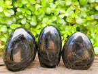 Polished Black Tourmaline Standing Free Forms x 3 From Madagascar