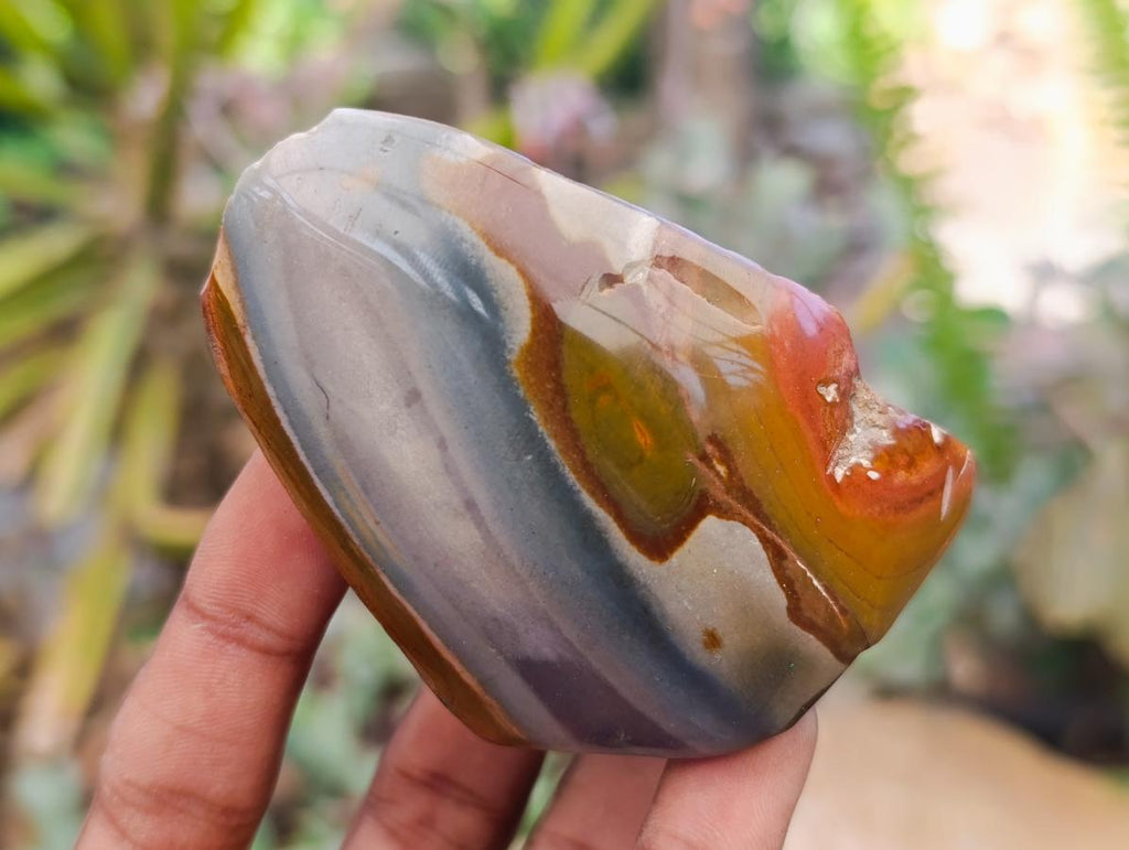 Polished On One Side Polychrome Jasper Nodules x 12 From NW Coast, Madagascar