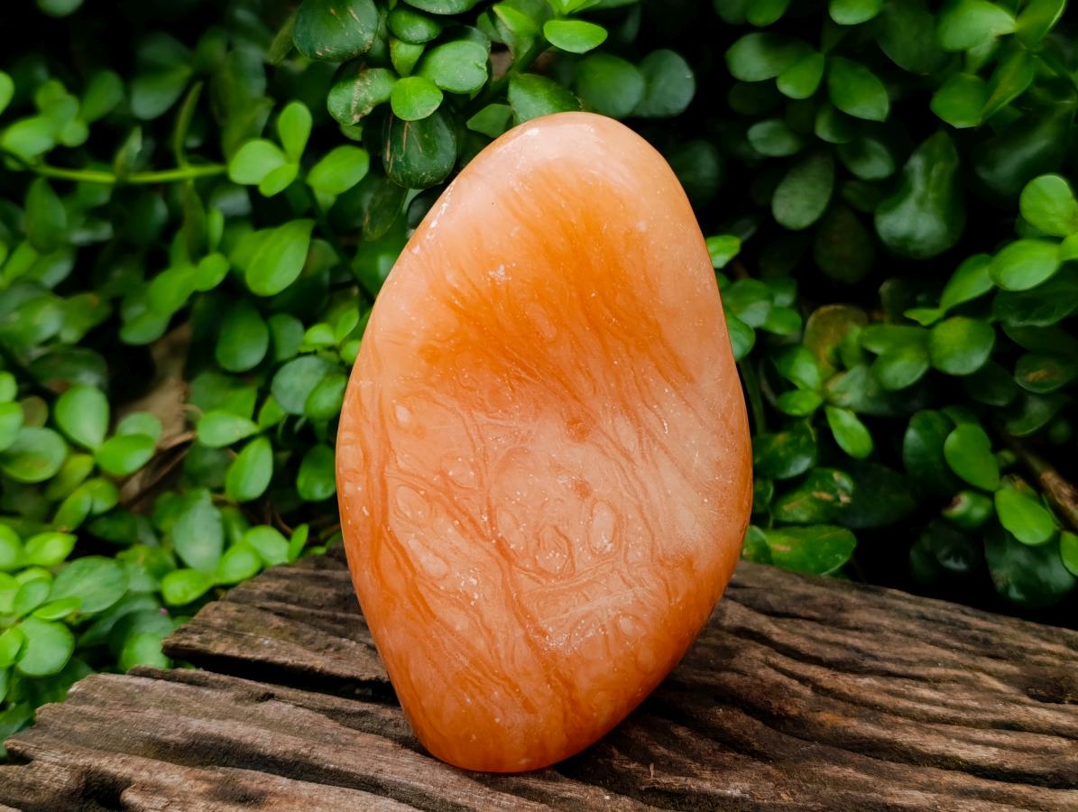 Polished Orange Twist Calcite Standing Free Forms x 2 From Maevantanana, Madagascar