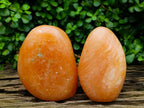 Polished Orange Twist Calcite Standing Free Forms x 2 From Maevantanana, Madagascar