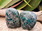 Polished Emerald Mica 'Mutokolite' Standing Free Forms x 2 From Mutoko, Zimbabwe