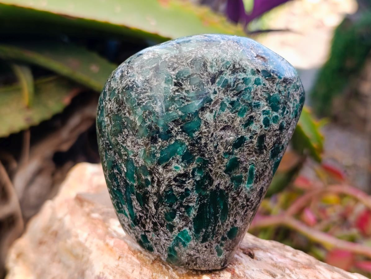 Polished Emerald Mica 'Mutokolite' Standing Free Forms x 2 From Mutoko, Zimbabwe