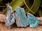 Natural Drusy Coated Chrysocolla On Dolomite Specimens x 3 From Lupoto Mine, Congo