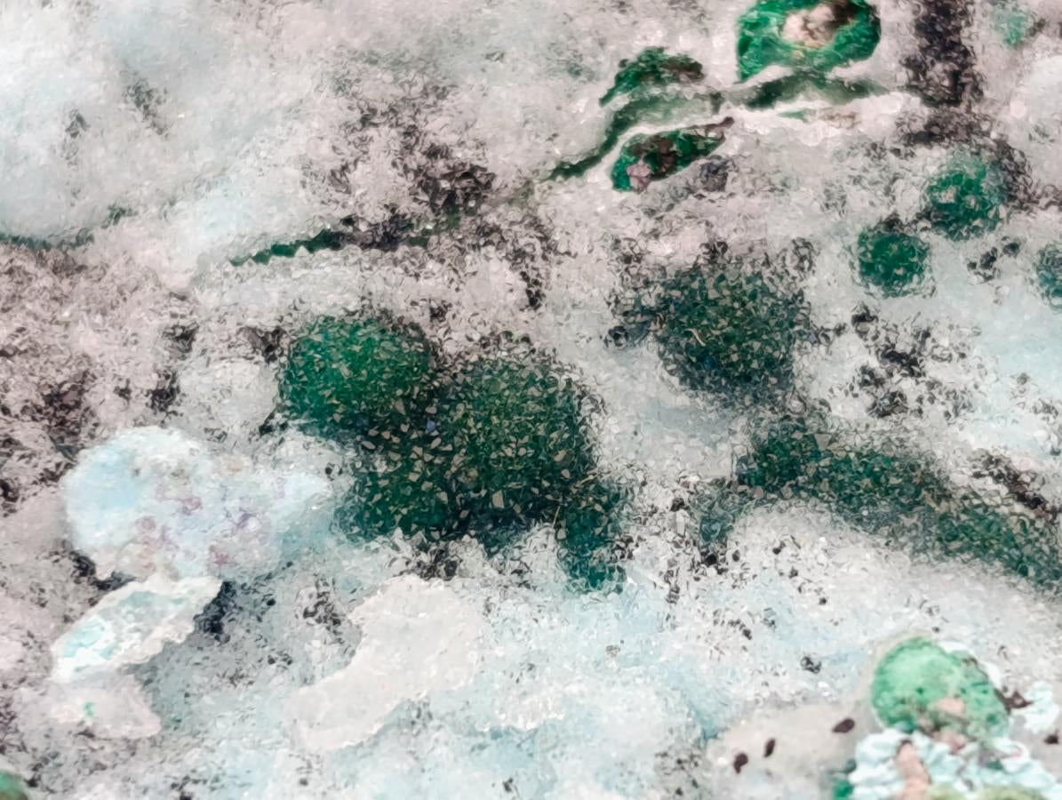 Natural Drusy Coated Chrysocolla On Dolomite Specimens x 3 From Lupoto Mine, Congo