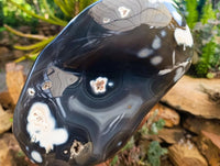 Polished Snow Orca Agate Standing Free Form x 1 From Madagascar