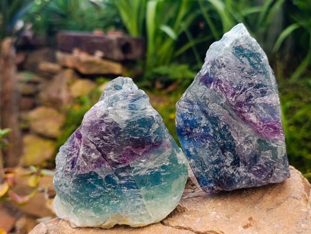 Natural Watermelon Fluorite Cobbed Specimens x 6 From Uis, Namibia