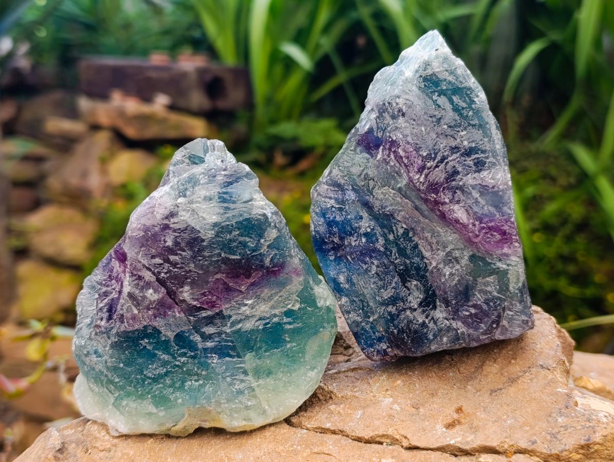 Natural Watermelon Fluorite Cobbed Specimens x 6 From Uis, Namibia