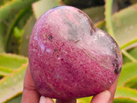 Polished Pink Rhodonite Gemstone Hearts x 6 From Ambindavato, Madagascar