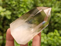 Polished Wispy Smokey Window Quartz Crystals x 7 From Anzojorabe, Madagascar