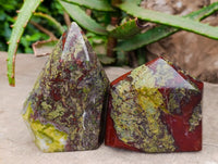 Polished Bastite Dragonsblood Stone Display Crystals x 2 From Tshipise, South Africa
