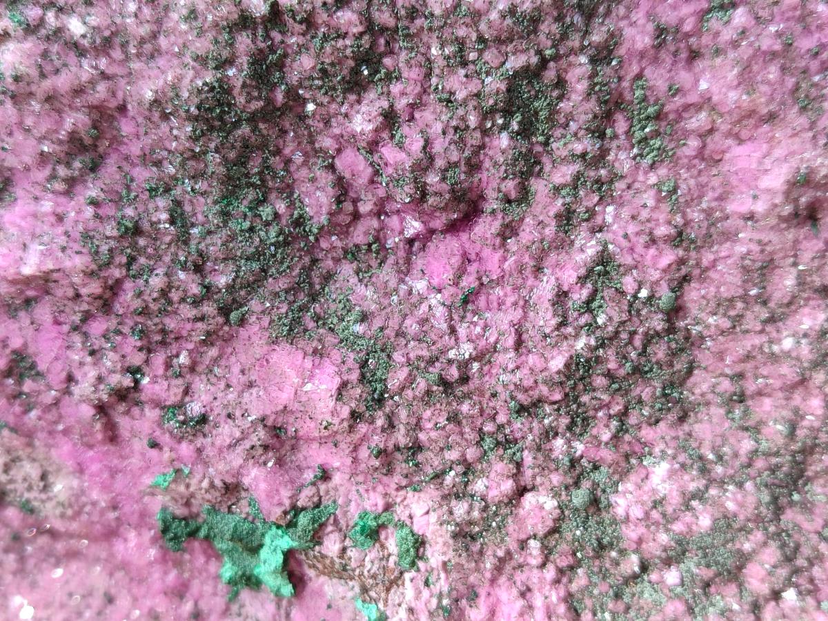 Natural Salrose Cobaltion Dolomite Specimen with Malachite x 1 From Kakanda, Congo